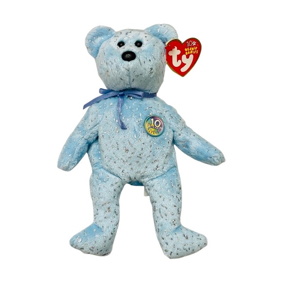 Ty Beanie Babies - Decade the Bear - Light Blue  💜 - Picture 6 of 10